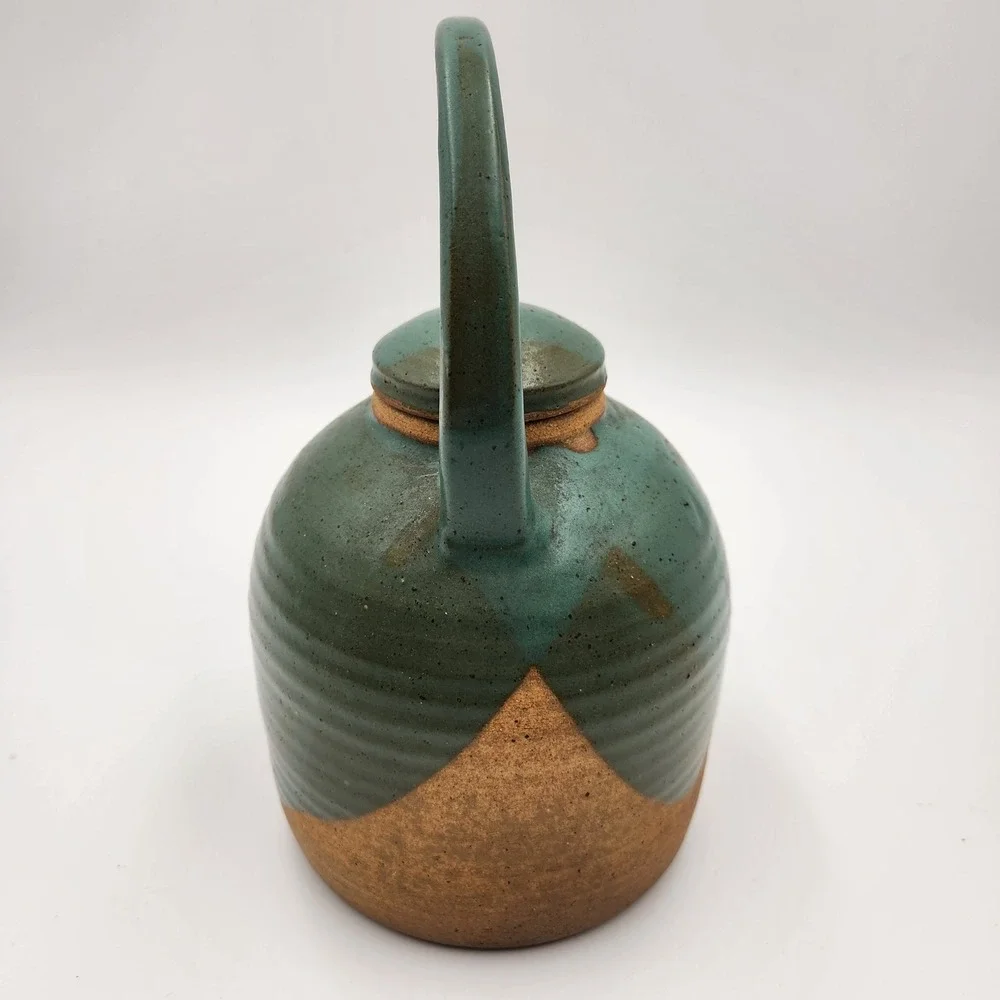 Mounce Studio Pottery‎ Teapot Teal Green Glazed Signed 10.5in Wabi Sabi Organic